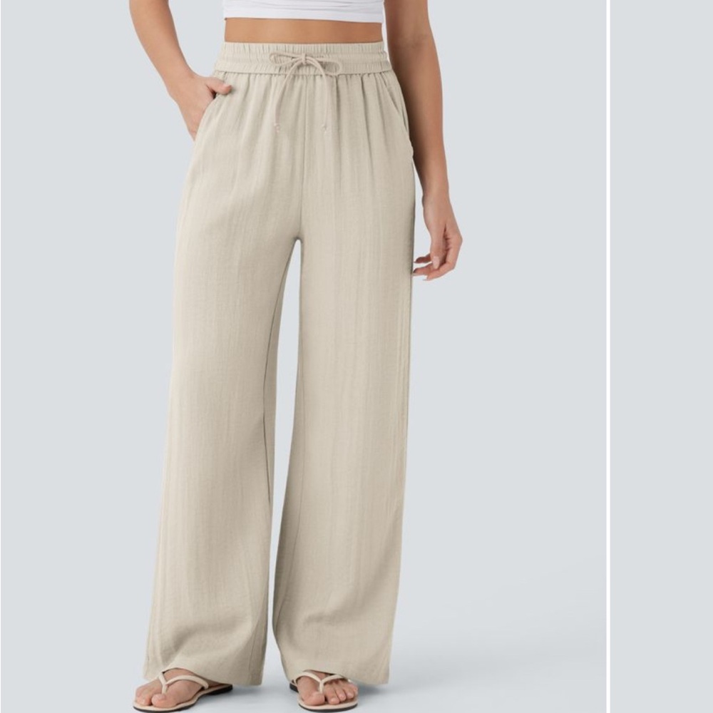 Elegant Beige Wide-Leg Pants